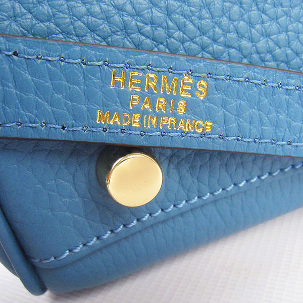 High Quality Hermes Kelly 35CM Togo Leather Bag Middle Blue 6308